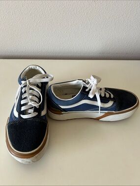 Vans Old Skool Navy, White & Tan Low-Top Platform Sneakers